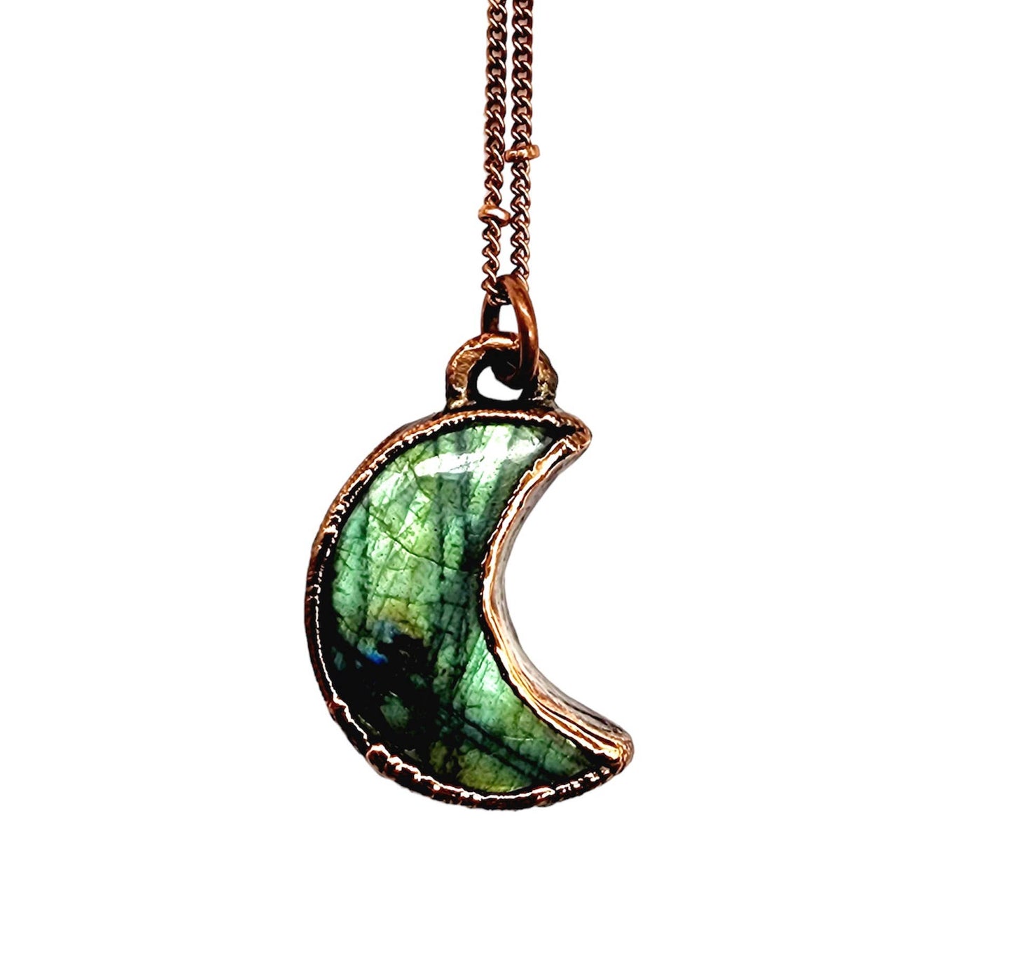 Mini Labradorite Crescent Moon Necklace