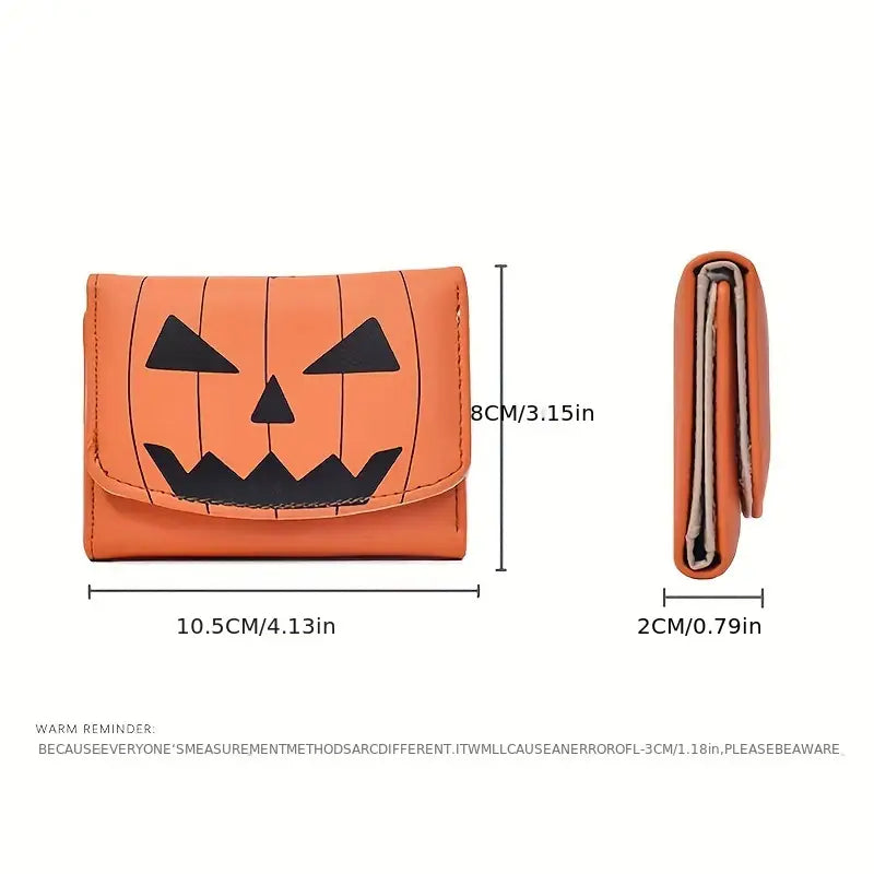 Halloween Pumpkin Print Faux Leather Wallet