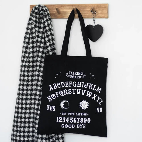 Black Gothic Ouija Talking Board Polycotton Tote Bag | Scent of Death Apoth